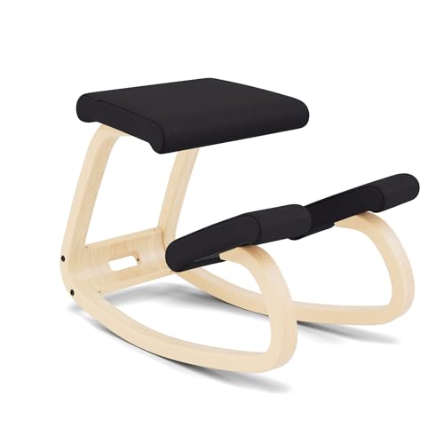 Variable, Chaise à Genoux Originale, Design de Peter Opsvik, Naturel/Noir, Profitez d'une Garantie de 10 Ans