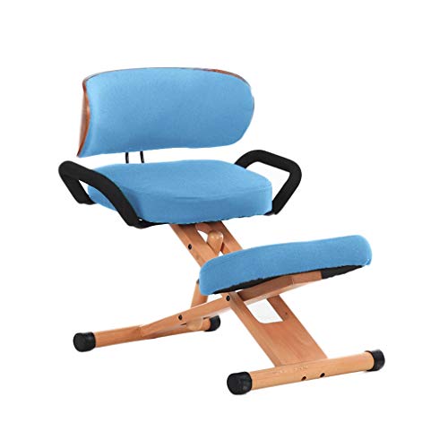 Chaises avec Repose-Genoux Ergonomique Genoux Chaise De Bureau Chaises, Tabouret Orthopédique, Haut Réglable, avec Dossier, avec Poignée (Color : Light Blue)