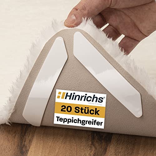 Hinrichs 20x antiderapant pour Tapis - Butée de Tapis autocollante idéale comme sous-Couche Tapis antiderapant - pour parquet, stratifié, carrelage, PVC, liège et Vinyle - antidérapant Tapis