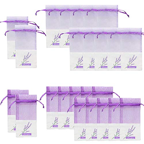 Geila 24pcs Sachet Sacs vides Sacs de Coton et de Ramie Violets en Cordon de Coton pour la Lavande, Les épices et Les Herbes