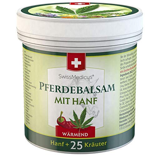 SwissMedicus, Baume du Cheval chaude avec cannabis, Gel de massage chaufant, Baume du cheval chauffant, 500 ml